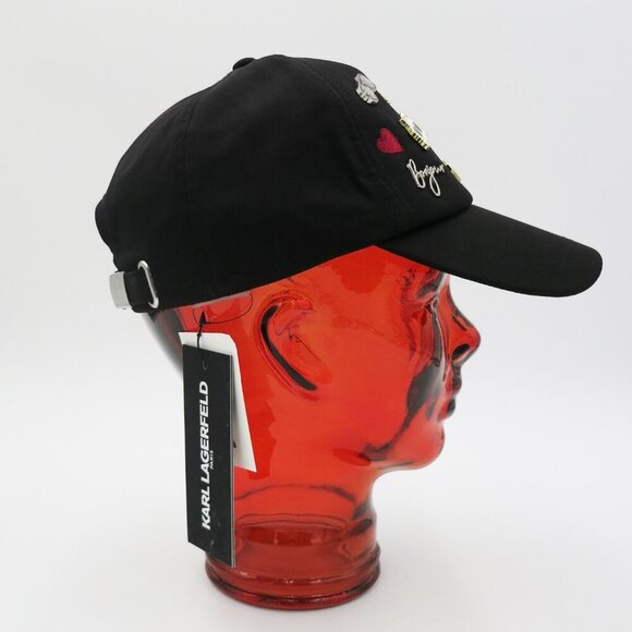 NWT Karl Lagerfeld Paris Women/Men Cate Pins Baseball Cap in Black - Picture 11 of 16
